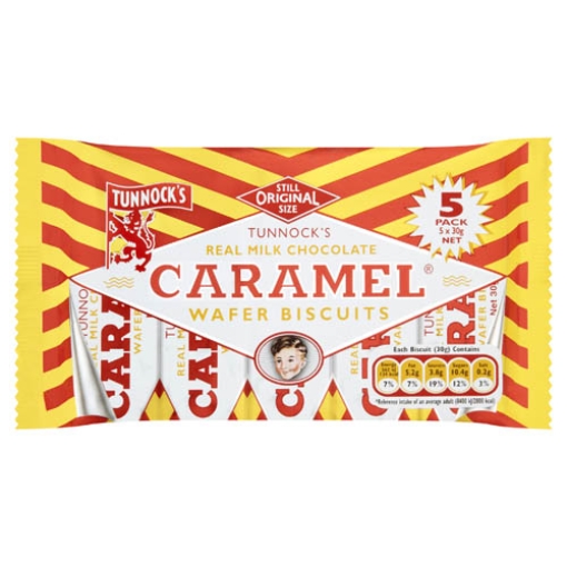Picture of Tunnocks Caramel Wafer Multi 150g (30g x 5pk) x30