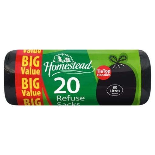 Picture of Homestead Refuse Sacks Black 80lt 20sx10