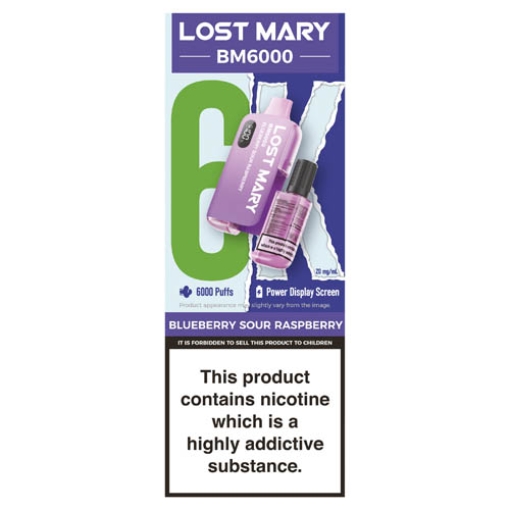 Picture of Lost Mary BM6K Blue Sour Rasp Refillable 20mg x5