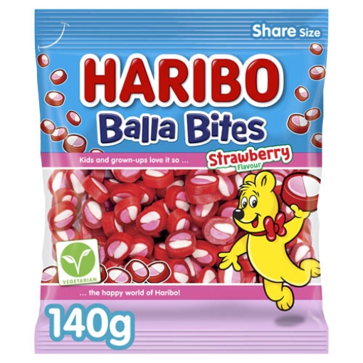 Picture of Bags Haribo Balla Bites Strawberry 140g x9