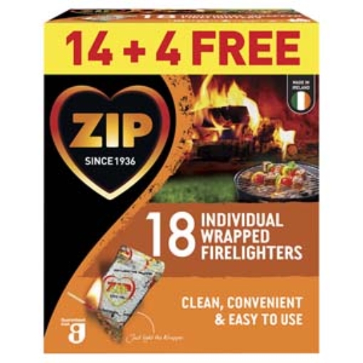Picture of Zip Firelighters Cleanwrap 14+4s x12