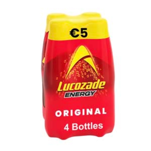 Picture of 380 Lucozade Orange Bottle 4pk €5 x6 DRS